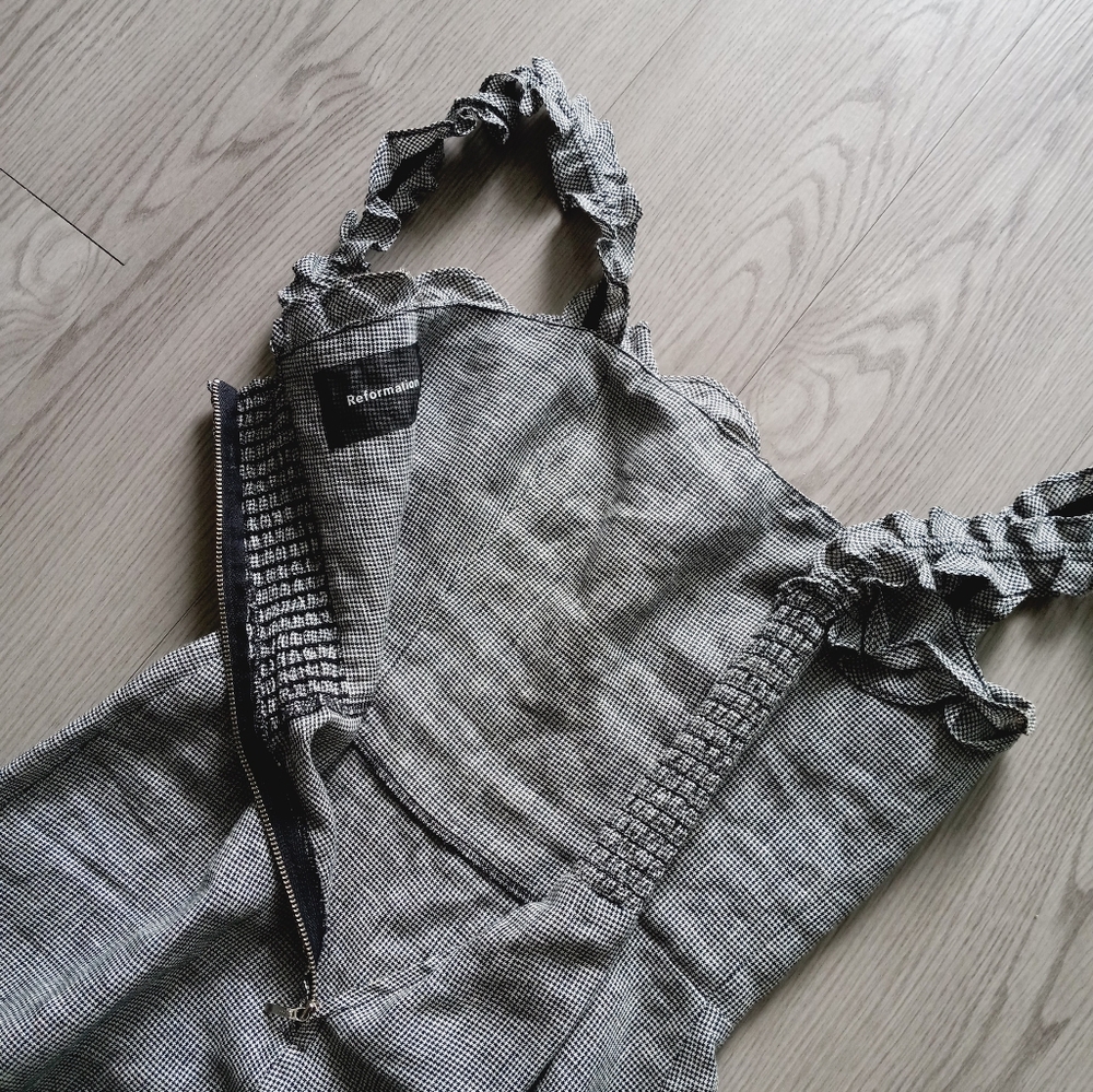 Reformation Lavender Linen Midi Dress In Boston Check - Picture 6 of 15
